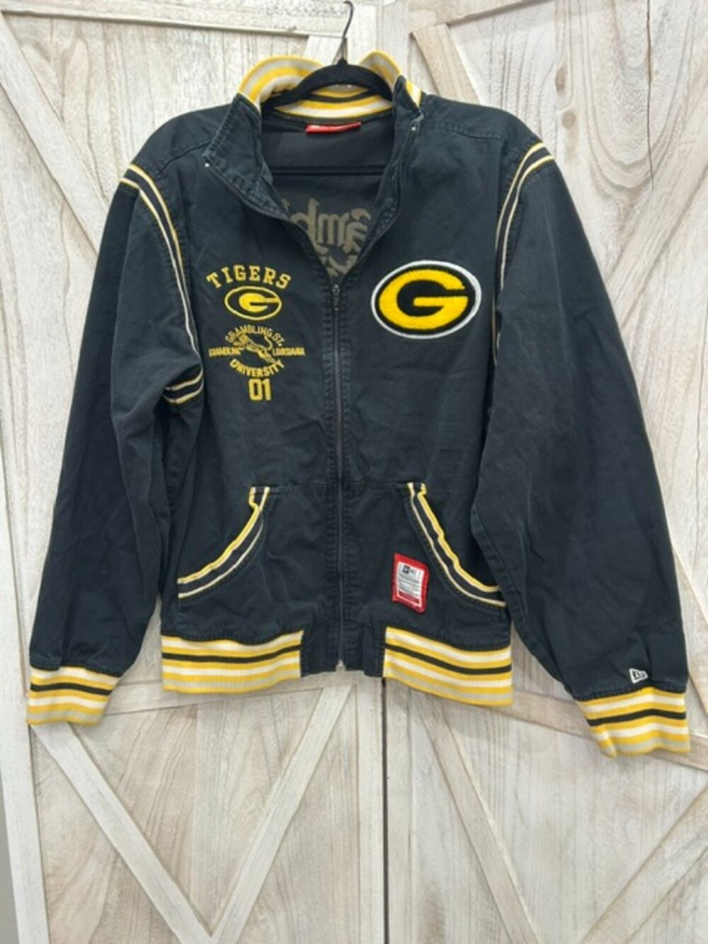 New Era Grambling State Tigers Varsity Jacket Large Black HBCU Full Zip